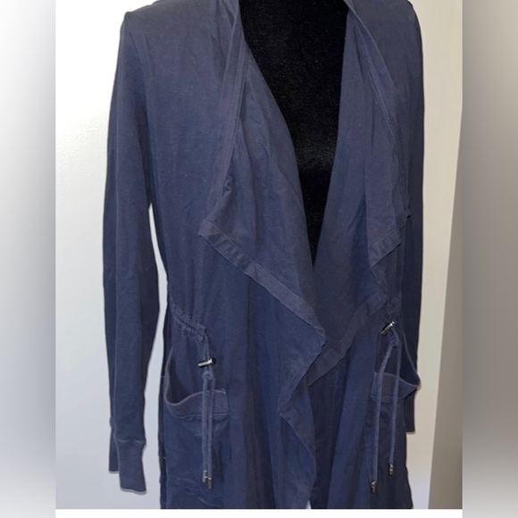 Michael Kors Womens' Draped Anorak Cardigan Coat Size M Medium Navy Blue - Picture 4 of 10